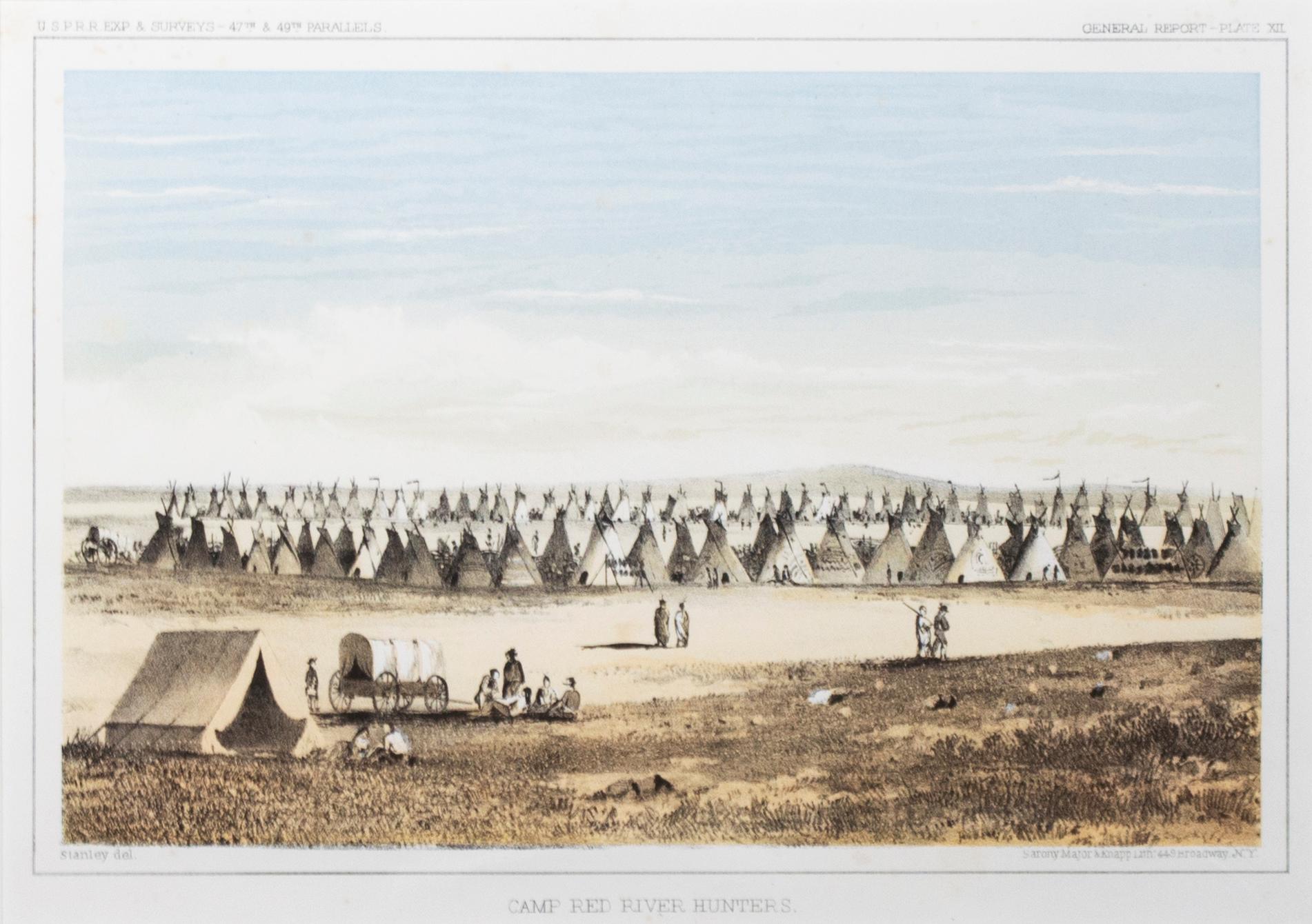 Lithographie originale de John Mix Stanley intitulée Camp Red River Hunters  en vente 1