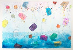 'Boston Tea Party with White Tea Bag' original watercolor by David Barnett