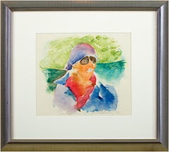 'Summer of 1976–Portrait of David Barnett' original signed watercolor 1970s