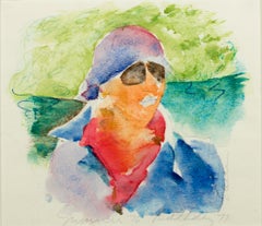 'Summer of 1976–Portrait of David Barnett' original signed watercolor 1970s