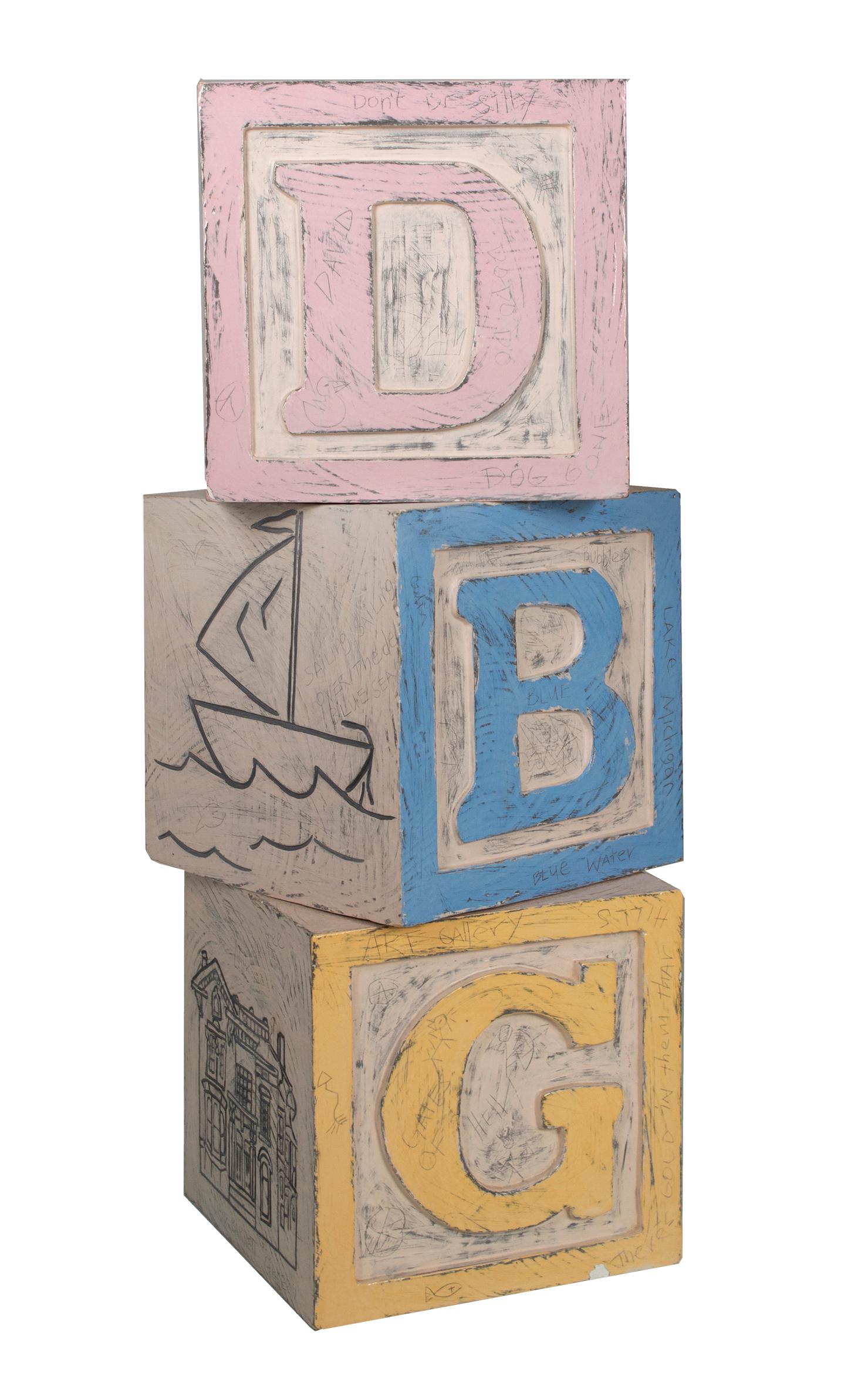 'Columna de Arte (ART DBG)' escultura original de cerámica firmada bloques de juguete arte pop en venta 1