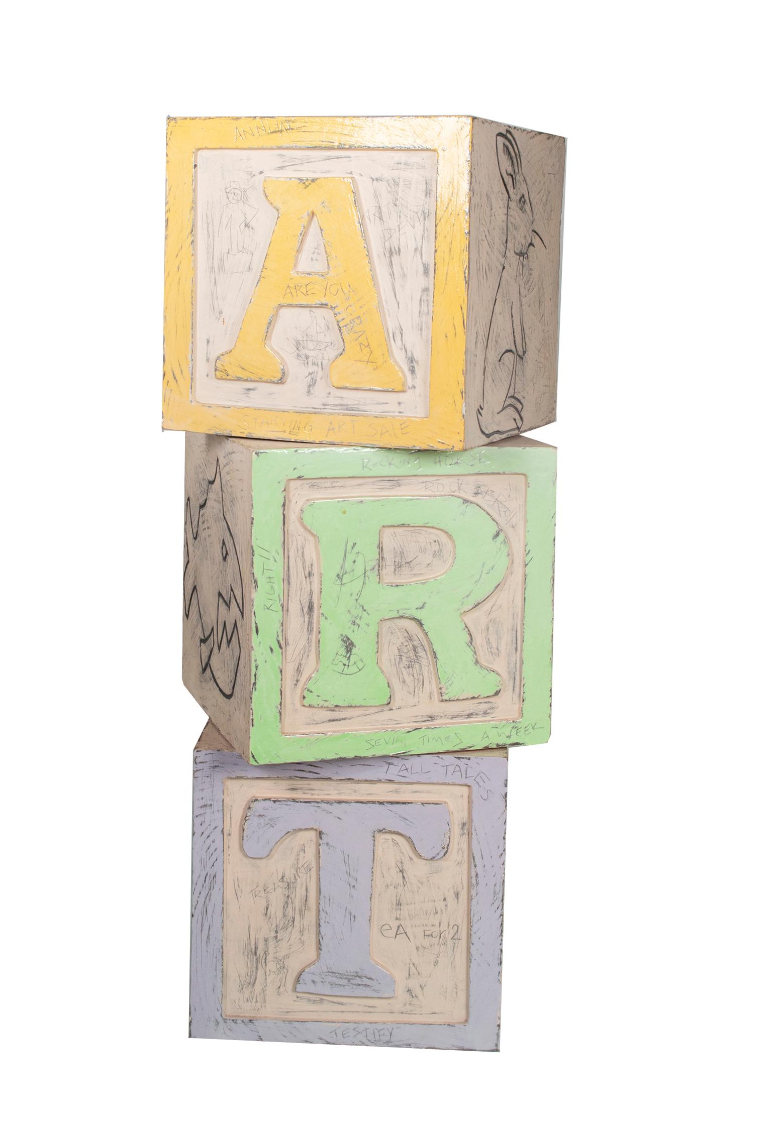 „Art Column (ART DBG)“ Original signierte Keramikskulptur Spielzeugblöcke Pop Art im Angebot 4