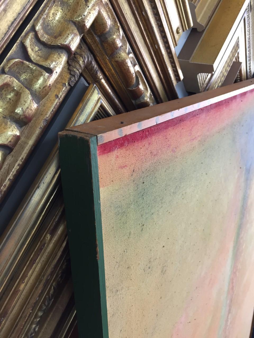 'Peach Stoned' pittura a tecnica mista pesca espressionista astratta 3