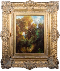 'Forest at Fountainbleau' original oil painting on board Barbizon School