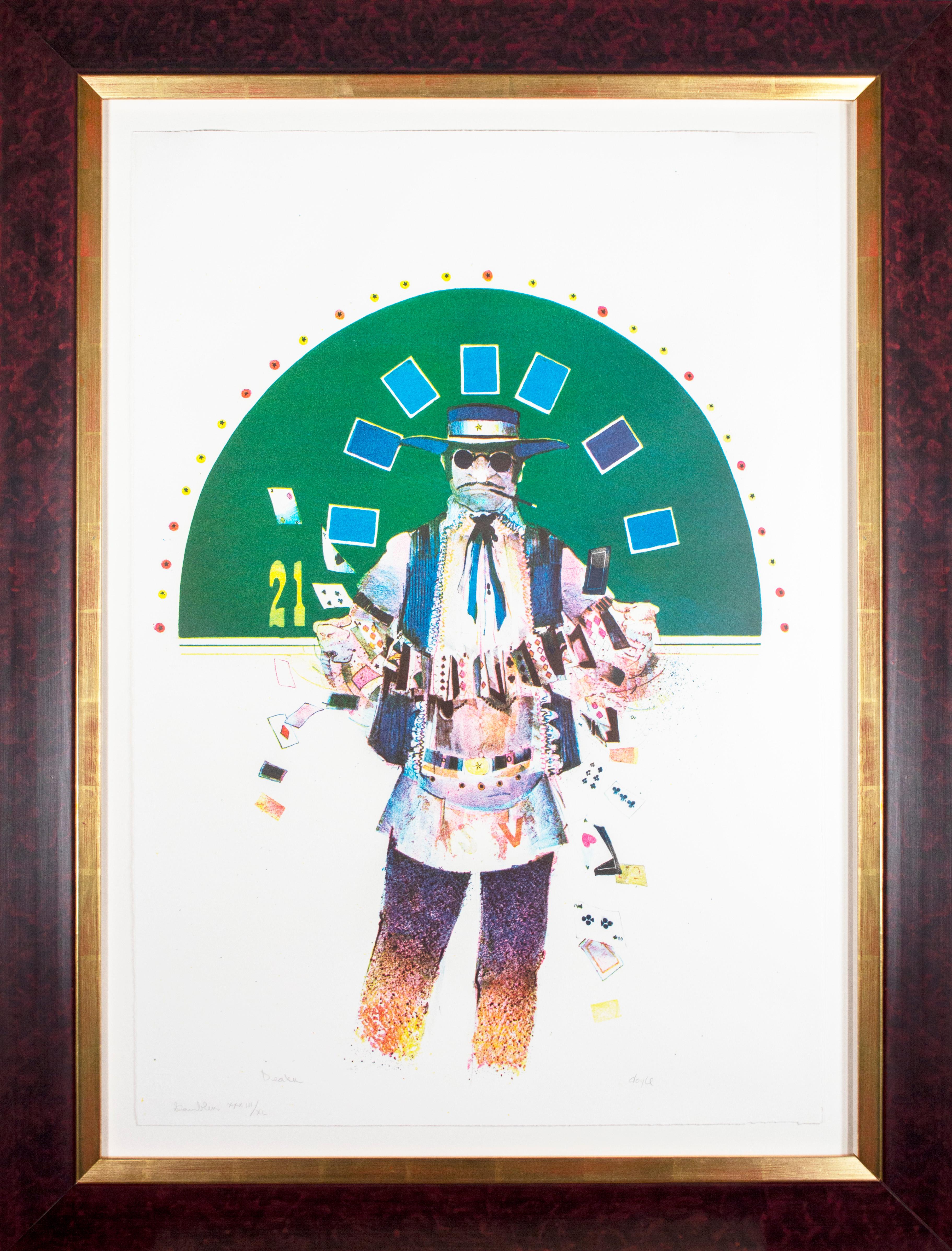 John Lawrence Doyle Figurative Print - 'The Dealer' original signed color lithograph from the Gambler Series 