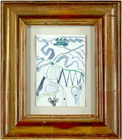 Original signiertes Aquarell „Desert Mountain Paths“ auf Notizbuchstabenpapier 