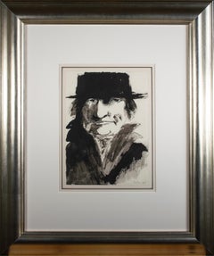 'Portrait of Goya' original ink drawing signed by Leonard Baskin