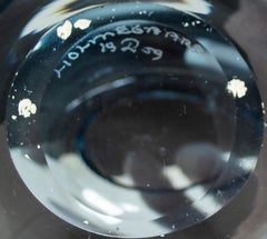 Blue heart vase signed by Per Lütken for Holmegaard Glass Company 1950s