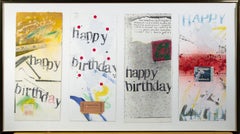 Set of four original collages, 'Happy Birthday' cards by Joel Jaecks