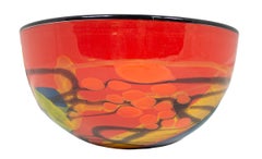 Originale mundgeblasene Glasschale „Rote Schale“, signiert von Ioan Nemtoi