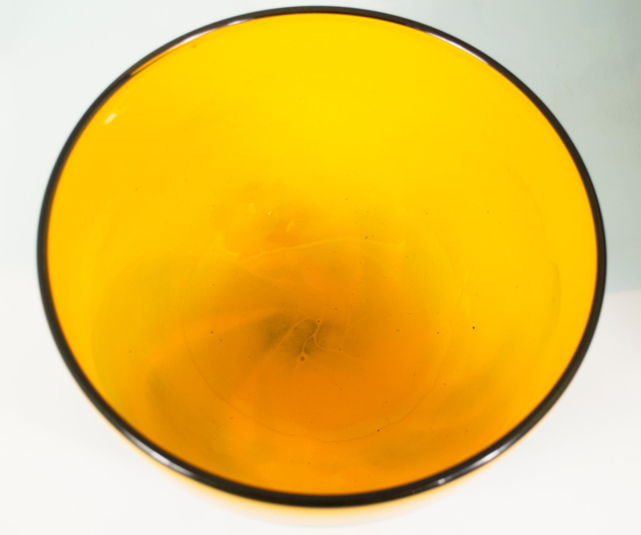 'Yellow Bowl' original hand-blown glass bowl signed by Ioan Nemtoi 2