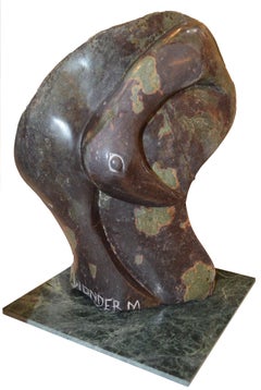 'Cobalt Bird' original signed Shona stone sculpture by Wonder Mazhindu Bumhira