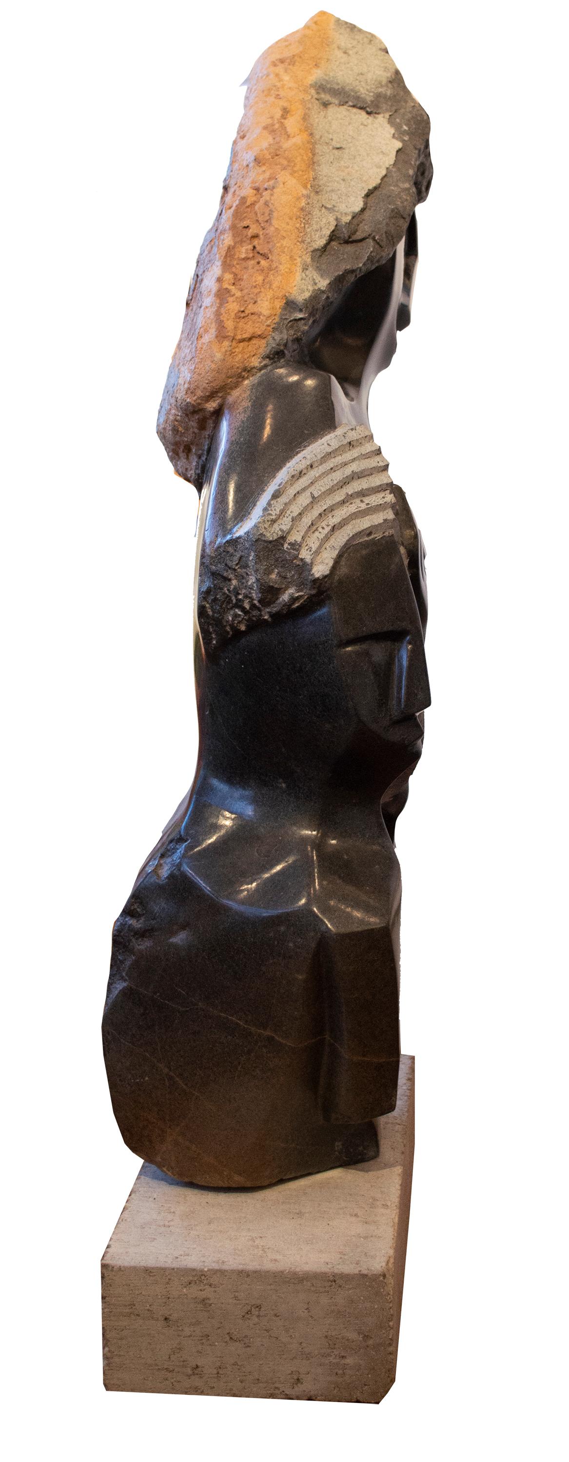 'Nursing a Firstborn' Shona stone sculpture signed by Munyaradzi Mukungurutse 1