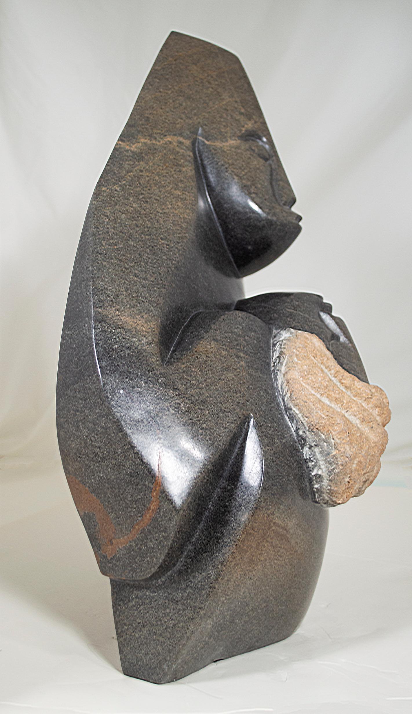 'Lovers' original stone Shona sculpture of man and woman by Benjamin Mundara For Sale 1