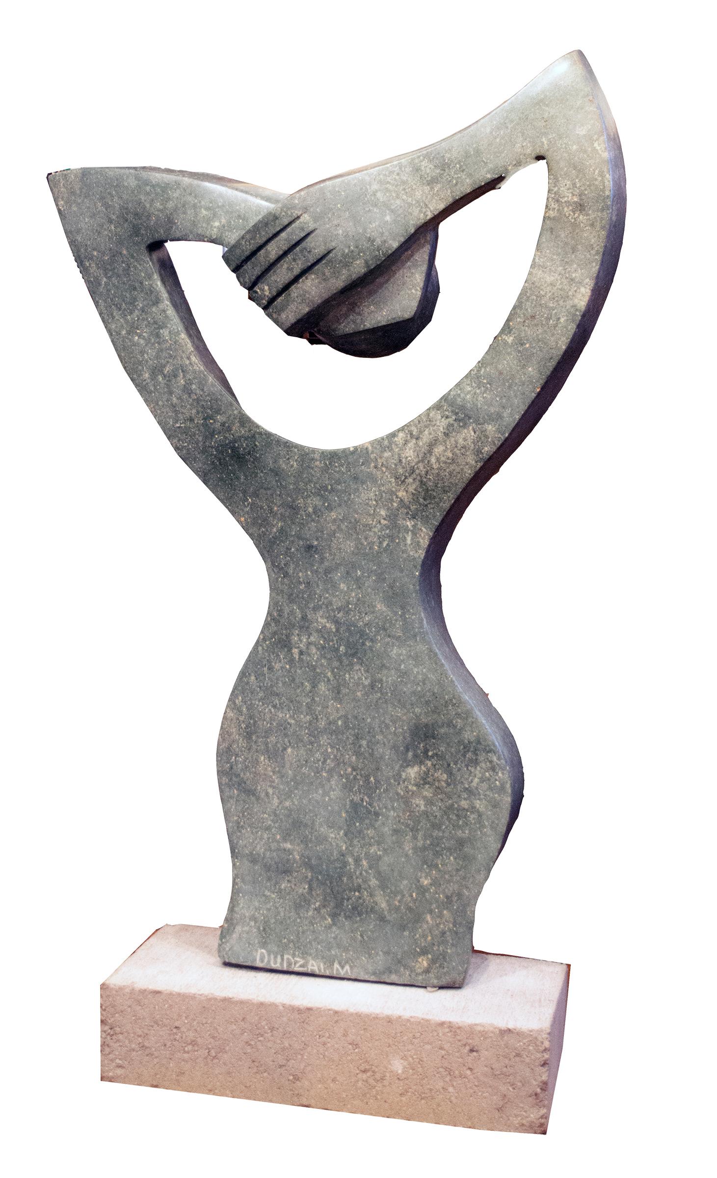 'Meditation' original Shona stone sculpture signed by Dudzai Mushawepwere For Sale 1