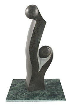 Escultura original de piedra de primavera "Mother and Child" firmada por Nelson Mutumbuki