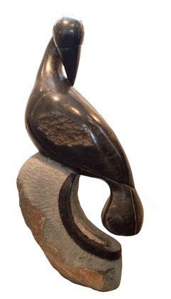 'Bird' original springstone Shona sculpture signed by Terence Nehumba