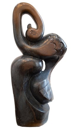 Used 'Ostrich' original Shona springstone sculpture signed by Brian Nehumba