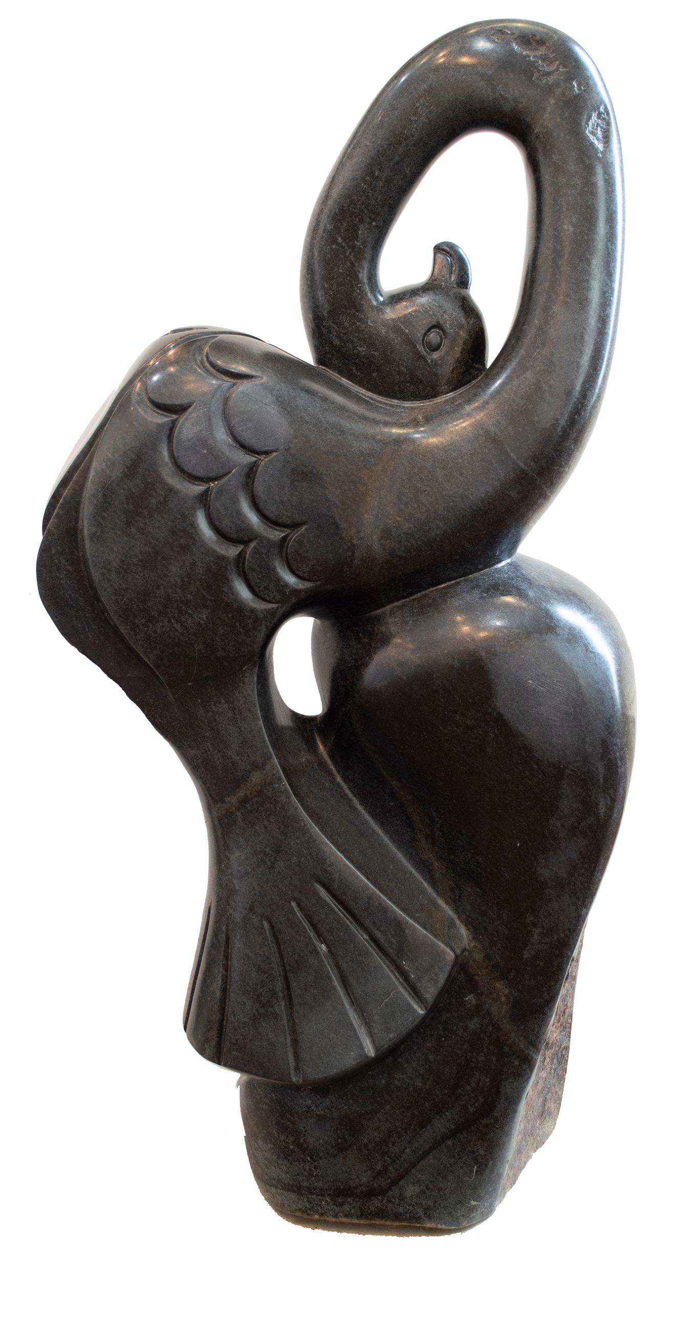 Sculpture originale Shona « Ostrich » en pierre à ressort signée par Brian Nehumba en vente 2