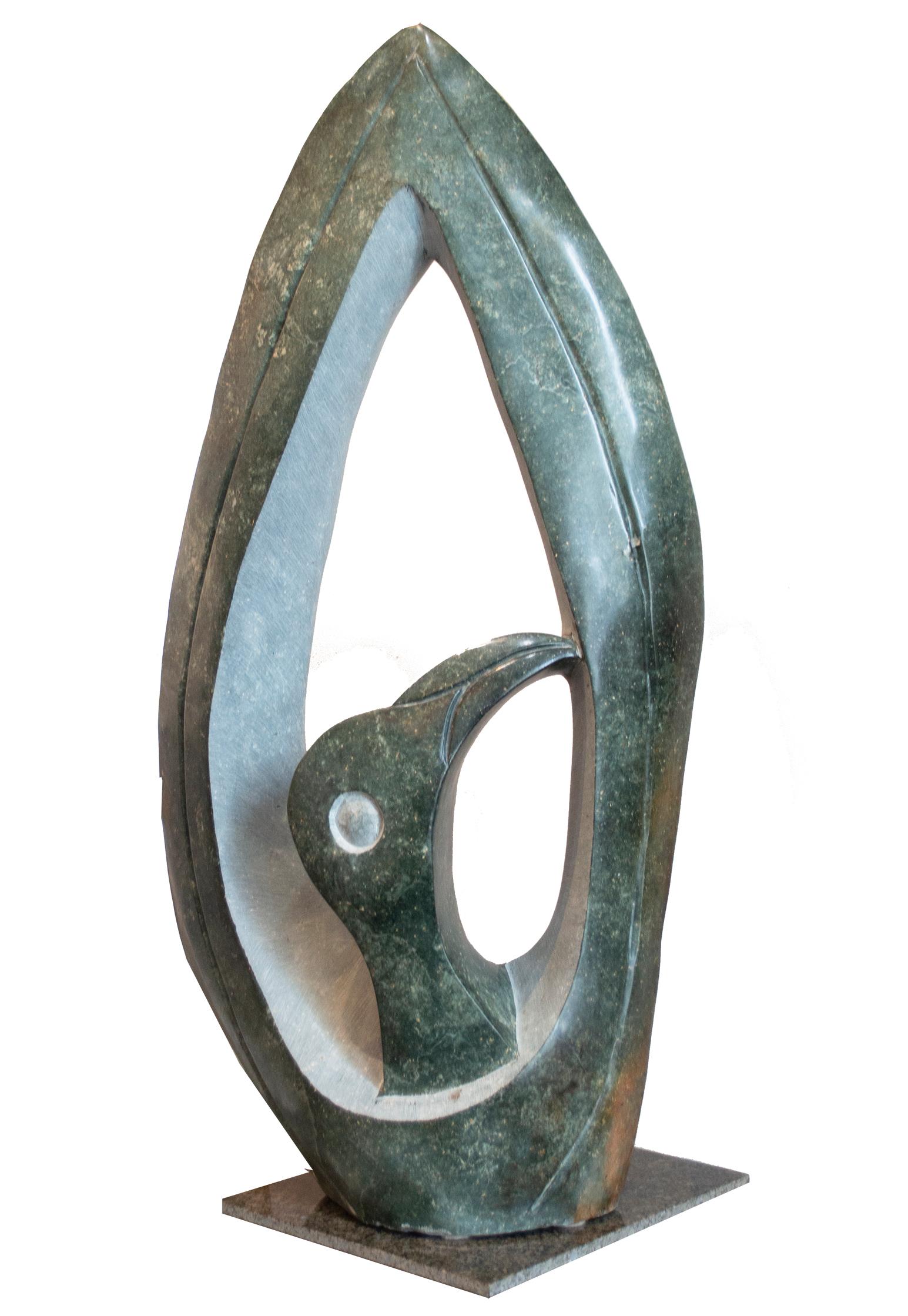 Abstract Sculpture Jonathan Nhete  - Sculpture originale Shona en opale serpentine « Tork Bird » signée par Jonathan Nhete
