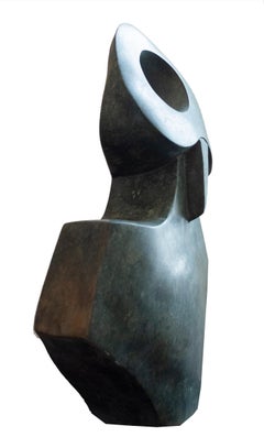 'Owl' original opal serpentine Shona sculpture signed by Joel Nhete
