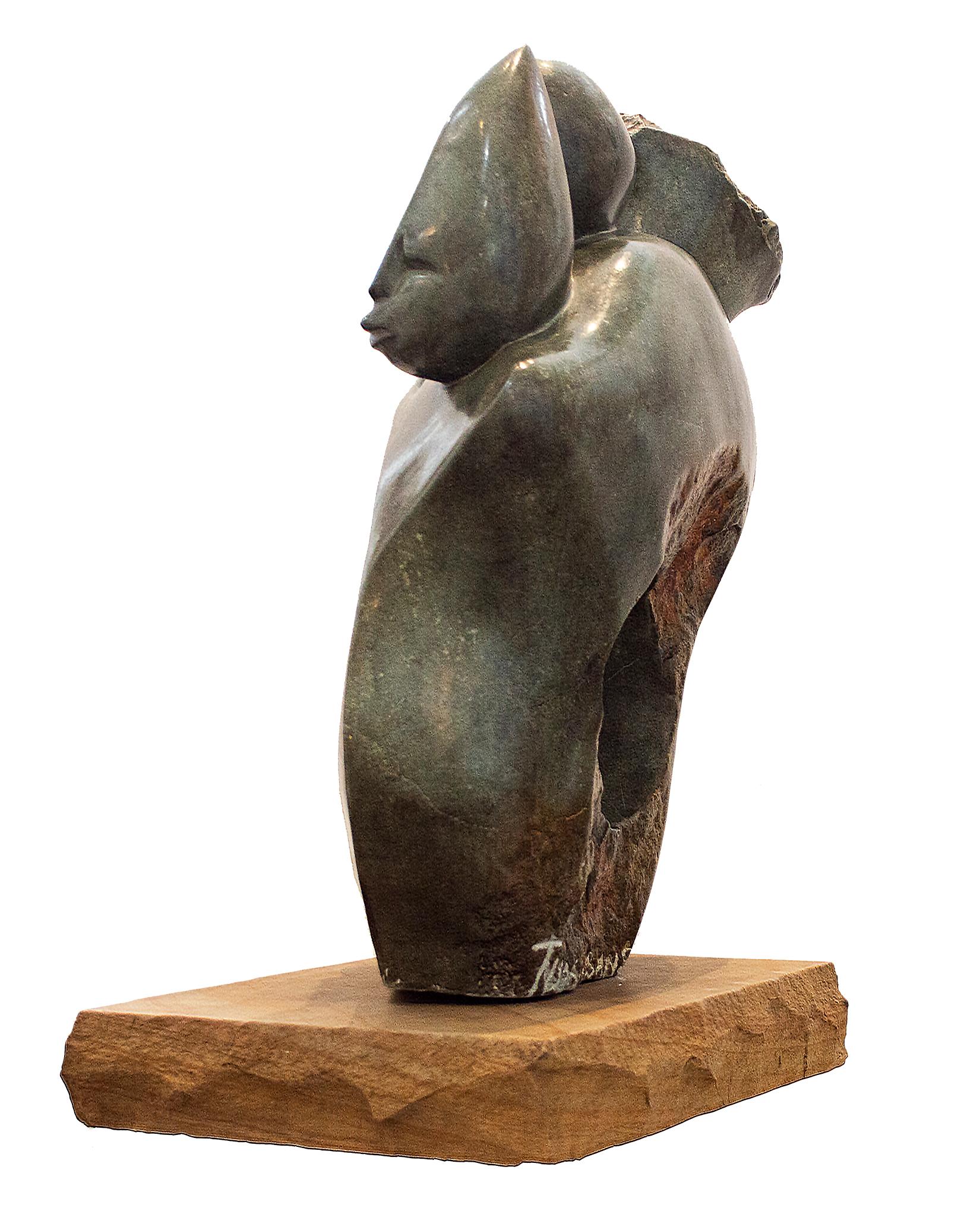 'Sharing One Heart' original opal serpentine sculpture by Tichona Nyakambangwe For Sale 2