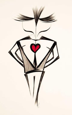 'Twins (Contemporary)' original art deco drawing by Jorge Ruiz-Martinez