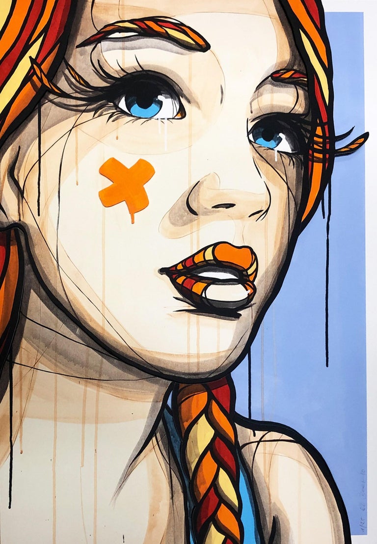 El Bocho Portrait (Portrait of a Girl) Urban Art, Street Art, Tape