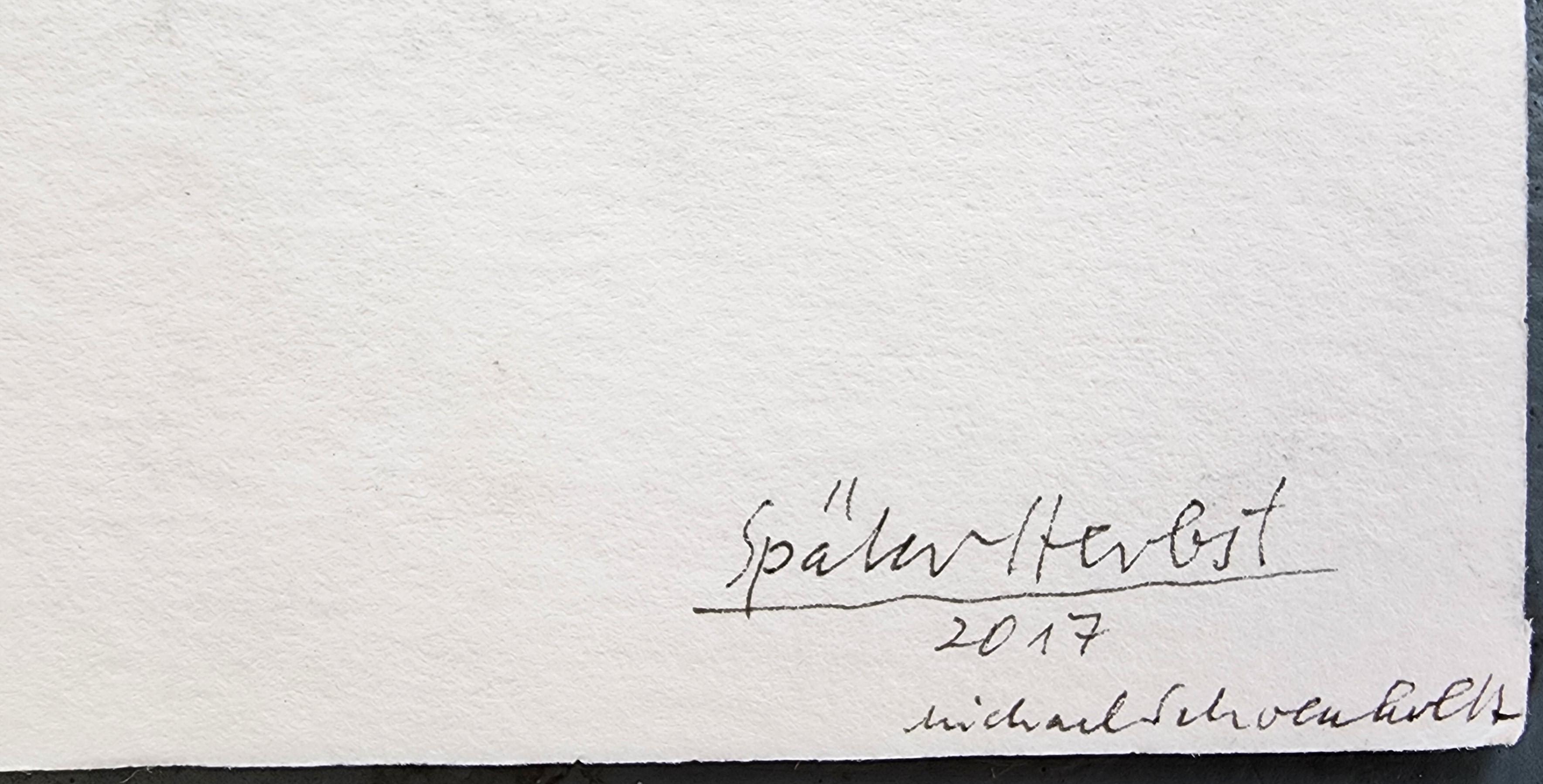 Michael Schoenholtz
Late Fall (Spaetherbst)
Ink on Paper
Year: 2017
Monogrammed by hand
Edition: Unique
Size: 8.3×5.9 on 9.1×6.5 inches 
Monogramed and dated by hand
Signed, dated and titled by hand verso
COA provided
Ref.: 924802-1584


Michael