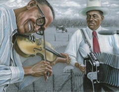 Canray and BoisSec (figurative drawing, Creole musicians, rural, fiddle player)
