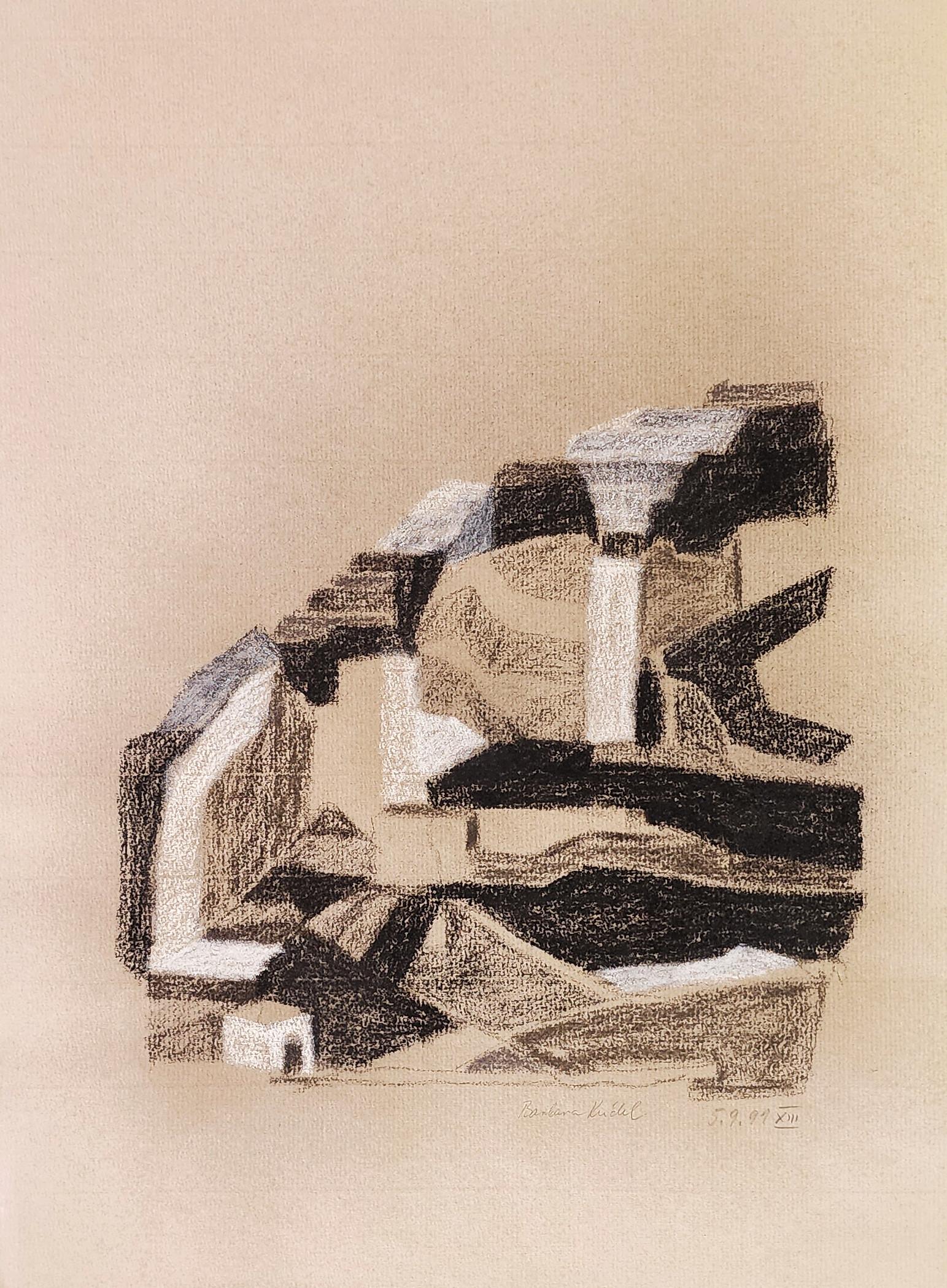 Barbara Keidel Abstract Drawing –  Untitled (XIII) (Abstrakt vs. Figurative, Landschaft, Pastell)