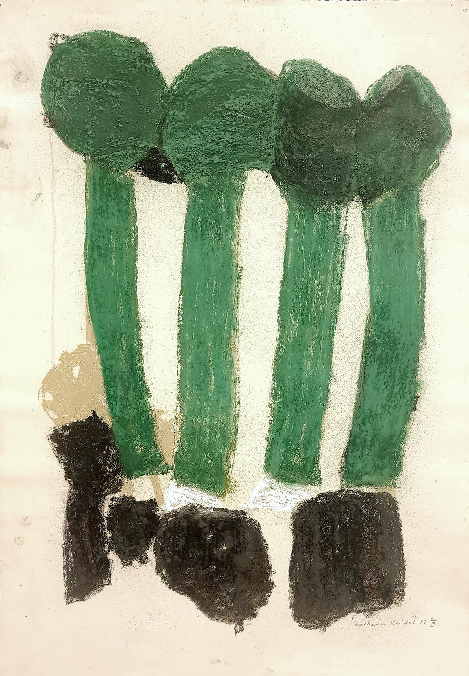 Barbara Keidel Abstract Drawing - Abstract Composition (Pijuan, Green, Nature, Botany)