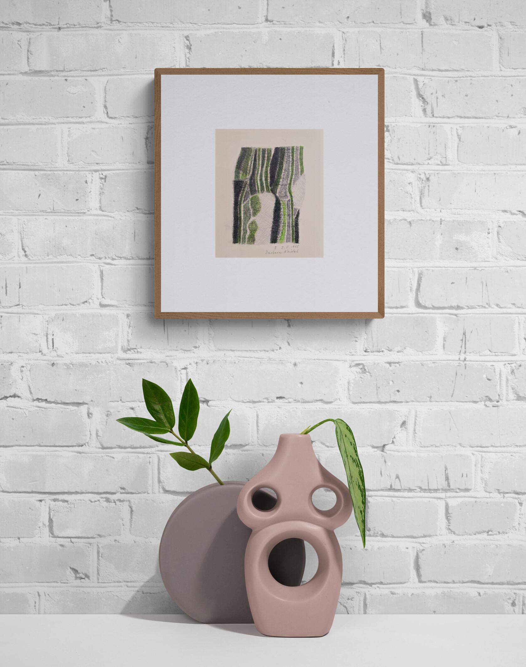 Untitled Abstract in Green (I) (Pastel Drawing) - Art by Barbara Keidel