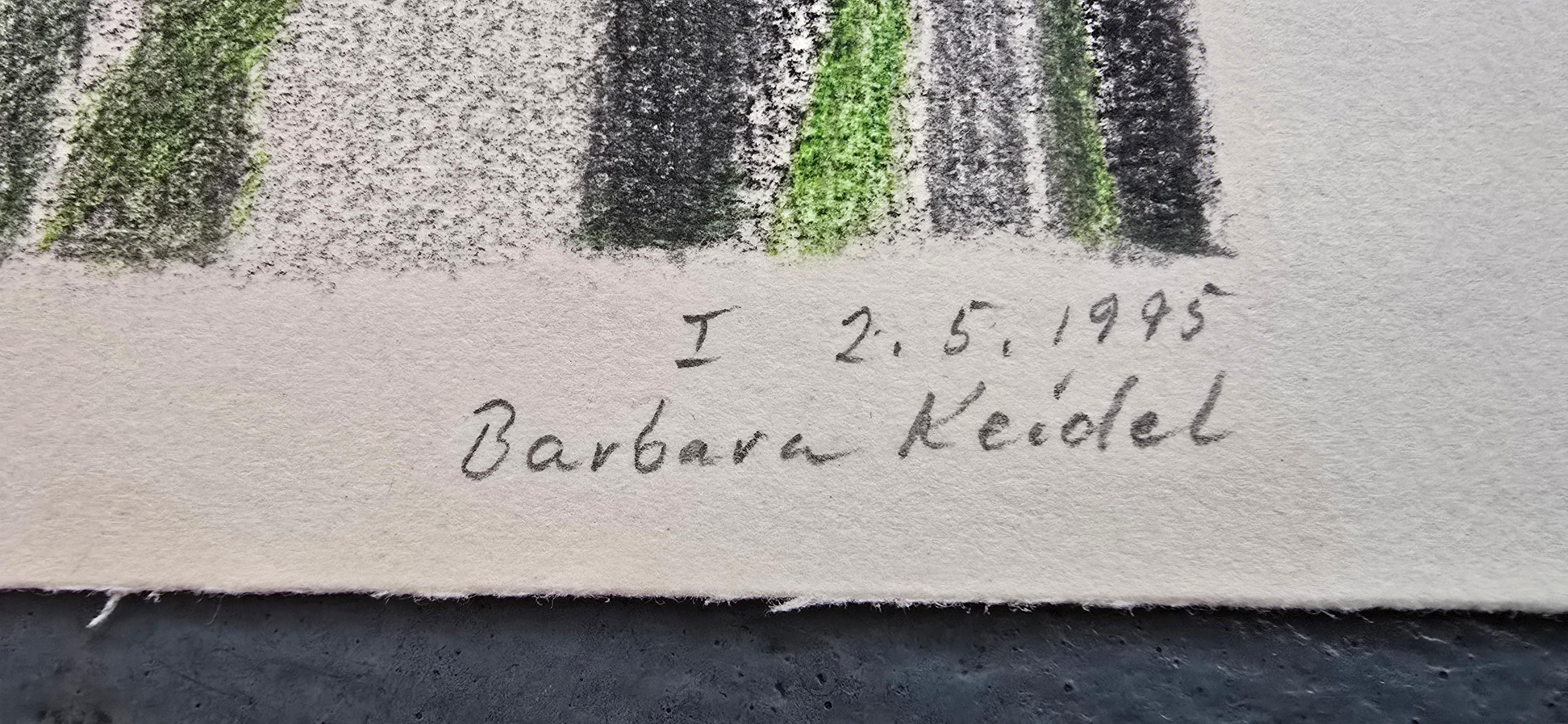 Untitled Abstract in Green (I) (Pastel Drawing) 2