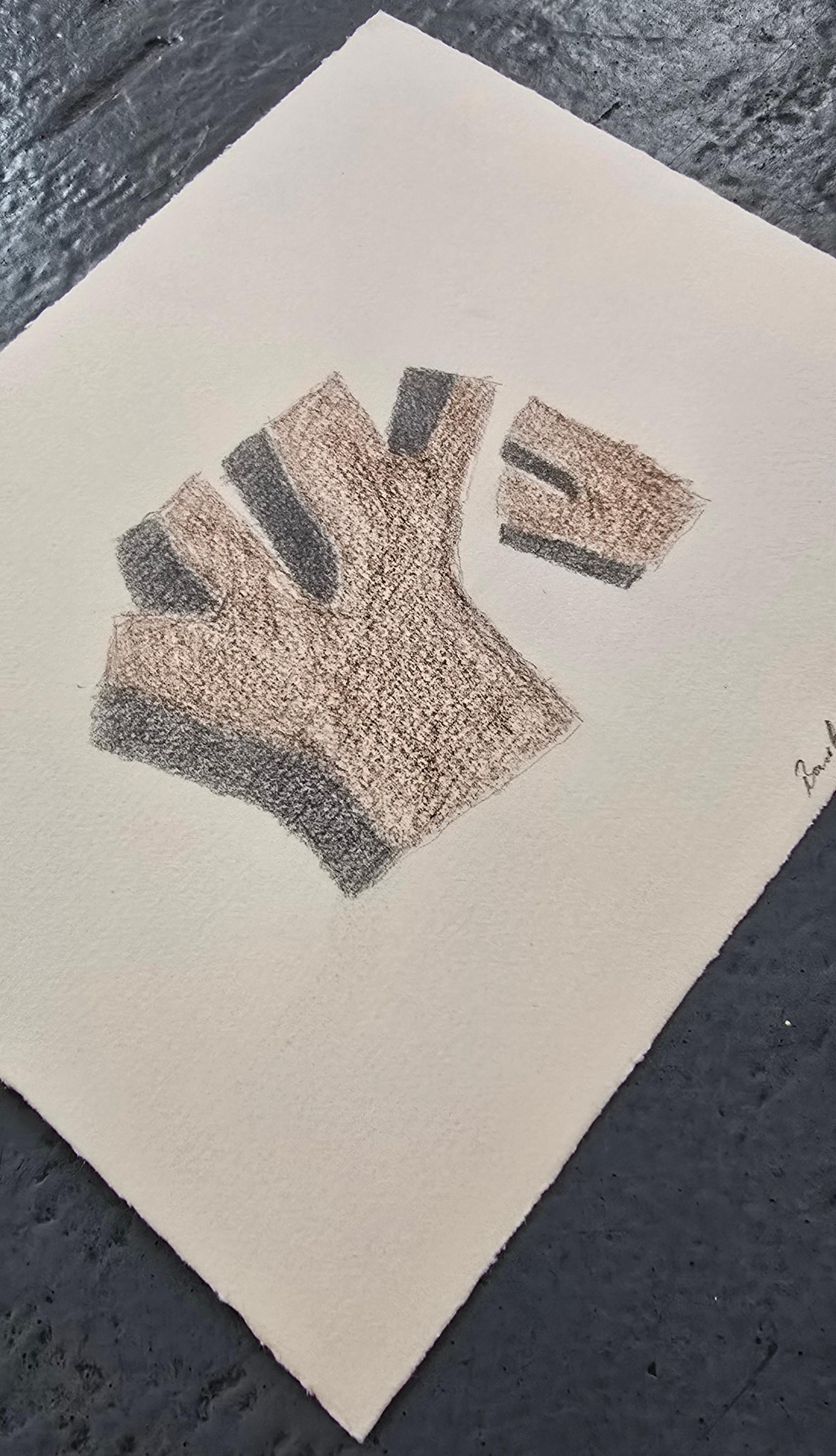 Untitled Abstract in Beige (Pastel Drawing) For Sale 1