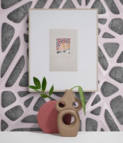 Untitled Abstract XXIX (Earth Tones, Green, Red, Yellow, Pastel, Drawing)