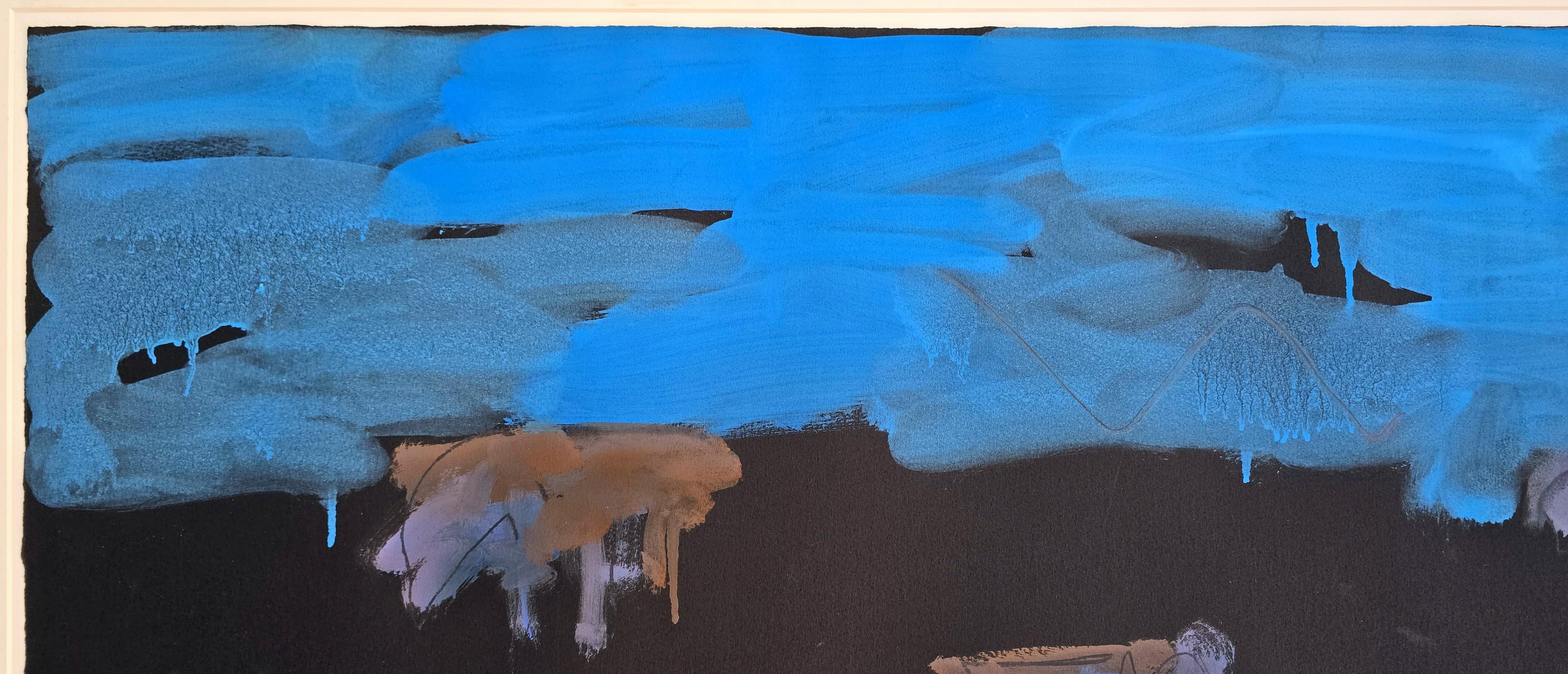 Midnight Angus Drawing #3 (Midwest, Cattle, Mid-Century, Prairie, Blue, 25% OFF) For Sale 5