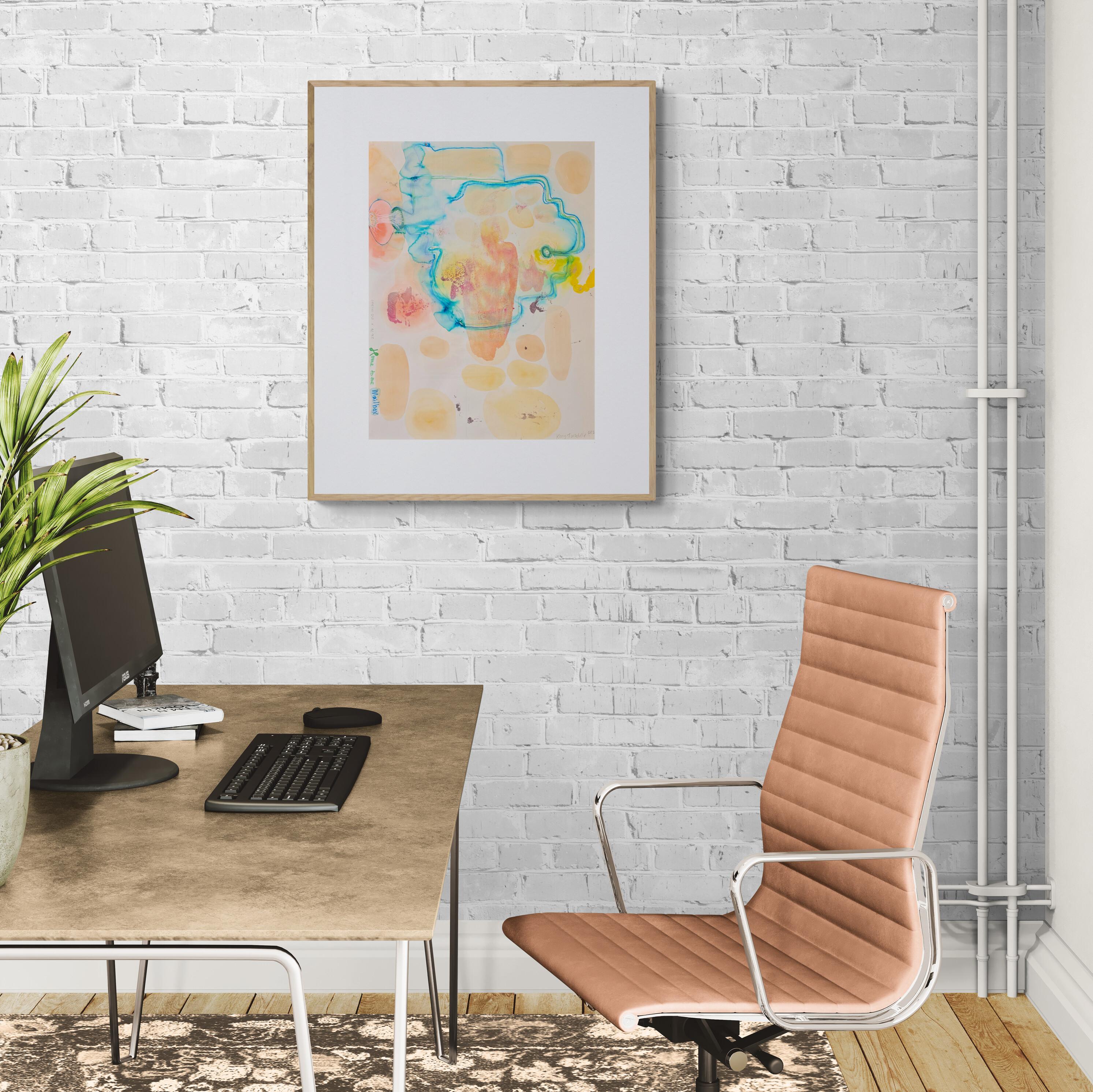 Home to the Mailbox (Abstract, Biogram, Warm, Pastel, ~22% OFF - LIMITED TIME) - Beige Abstract Painting by Kory Twaddle