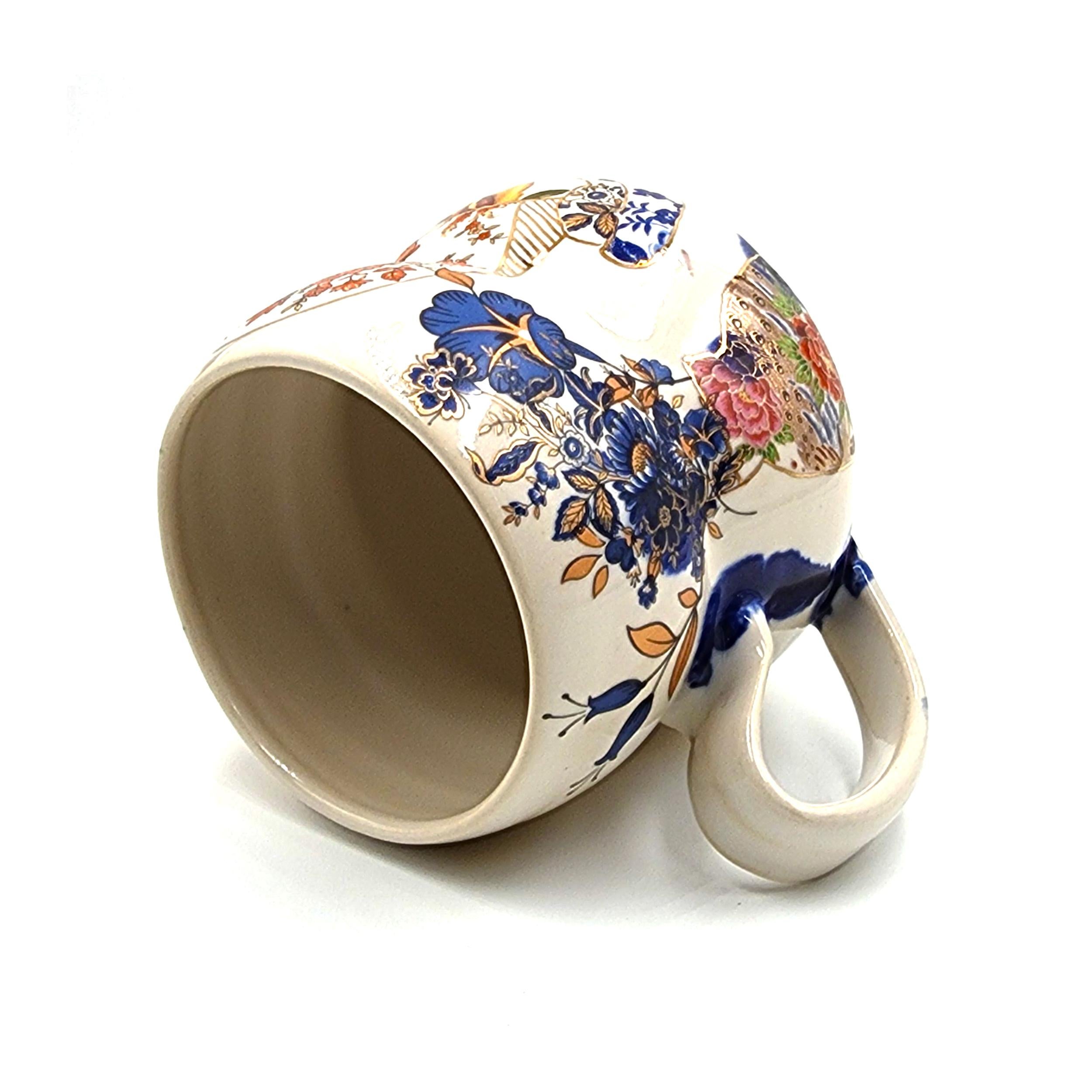 Melanie Sherman
Cup with big Japanese Vase, Armchair with Bird, Shelve with Books, Boxes, Bowls and Vases with Flowers
2025
Porcelain, Glaze, Underglaze, Overglaze, Vintage Transfers, 23k German Gold Luster
Wheel Thrown, hand painted
Fired to cone 6