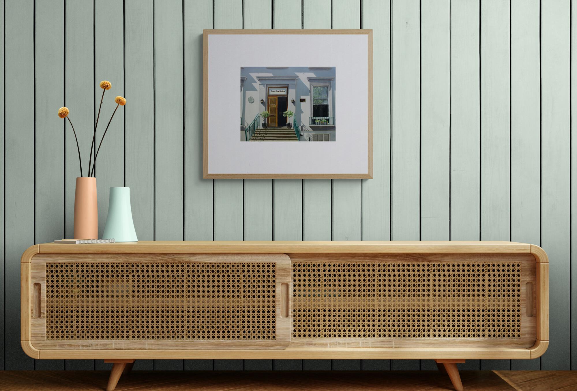 Abbey Road Studios (Ikonisch, fotorealistisch, Musikgeschichte) (Grau), Landscape Art, von Maria Deely