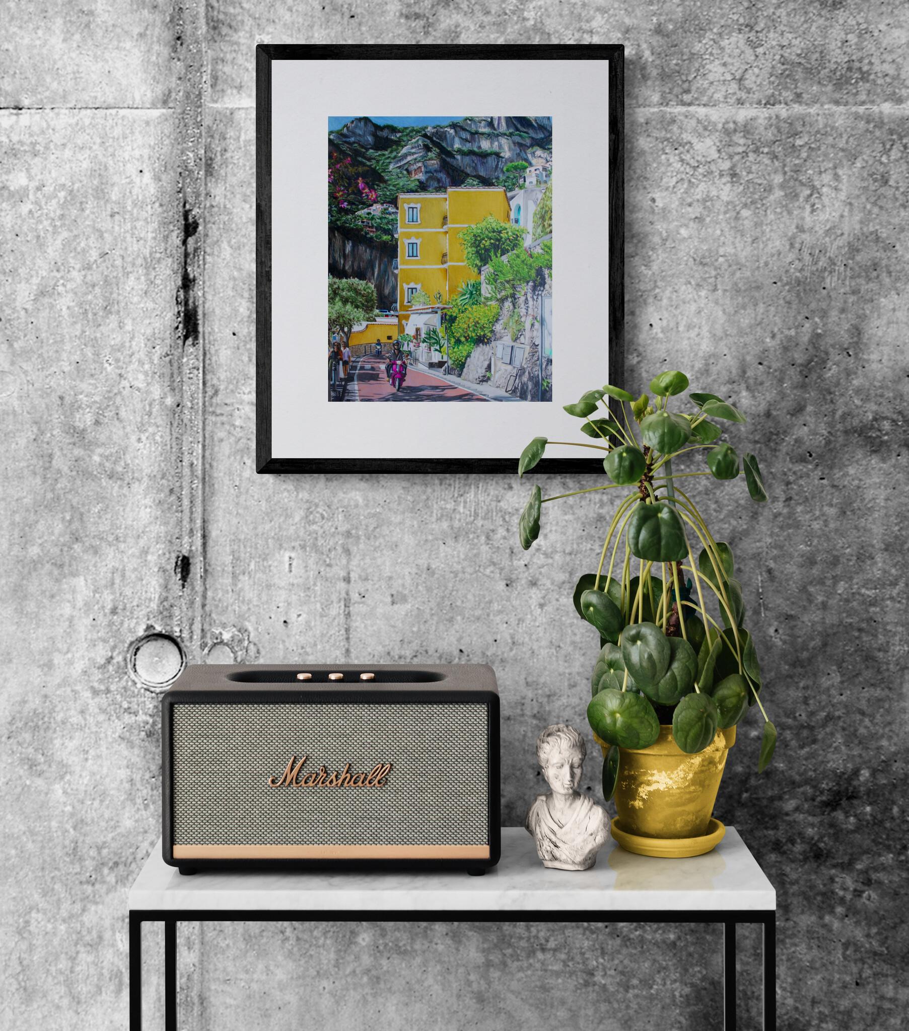 Positano (Costiera Amalfitana, Fotorealistico, Paesaggio italiano, ~38% di sconto sul prezzo di listino) - Landscape Art Grigio di Maria Deely