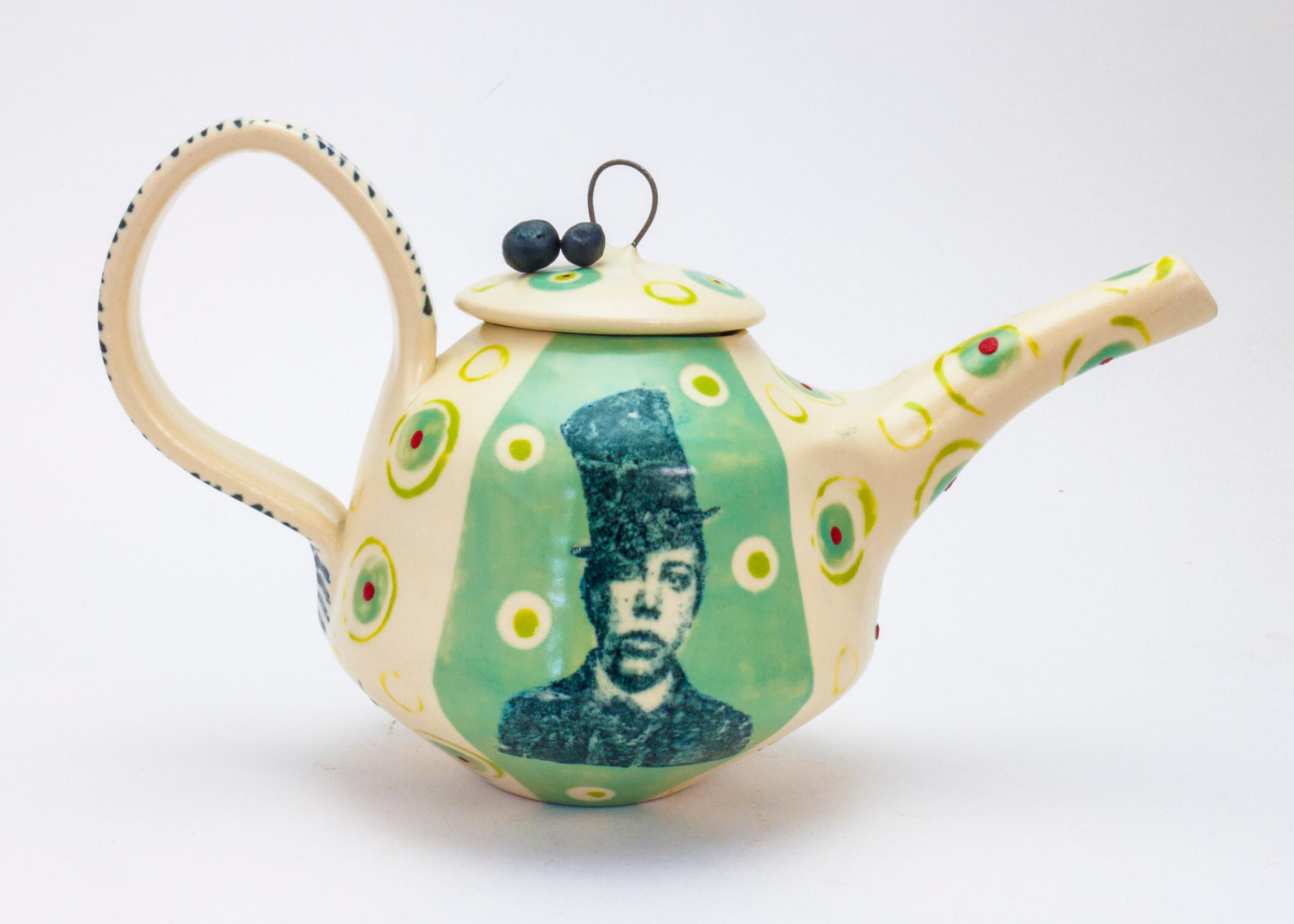 Lithograph printed Teapot with Stand  1