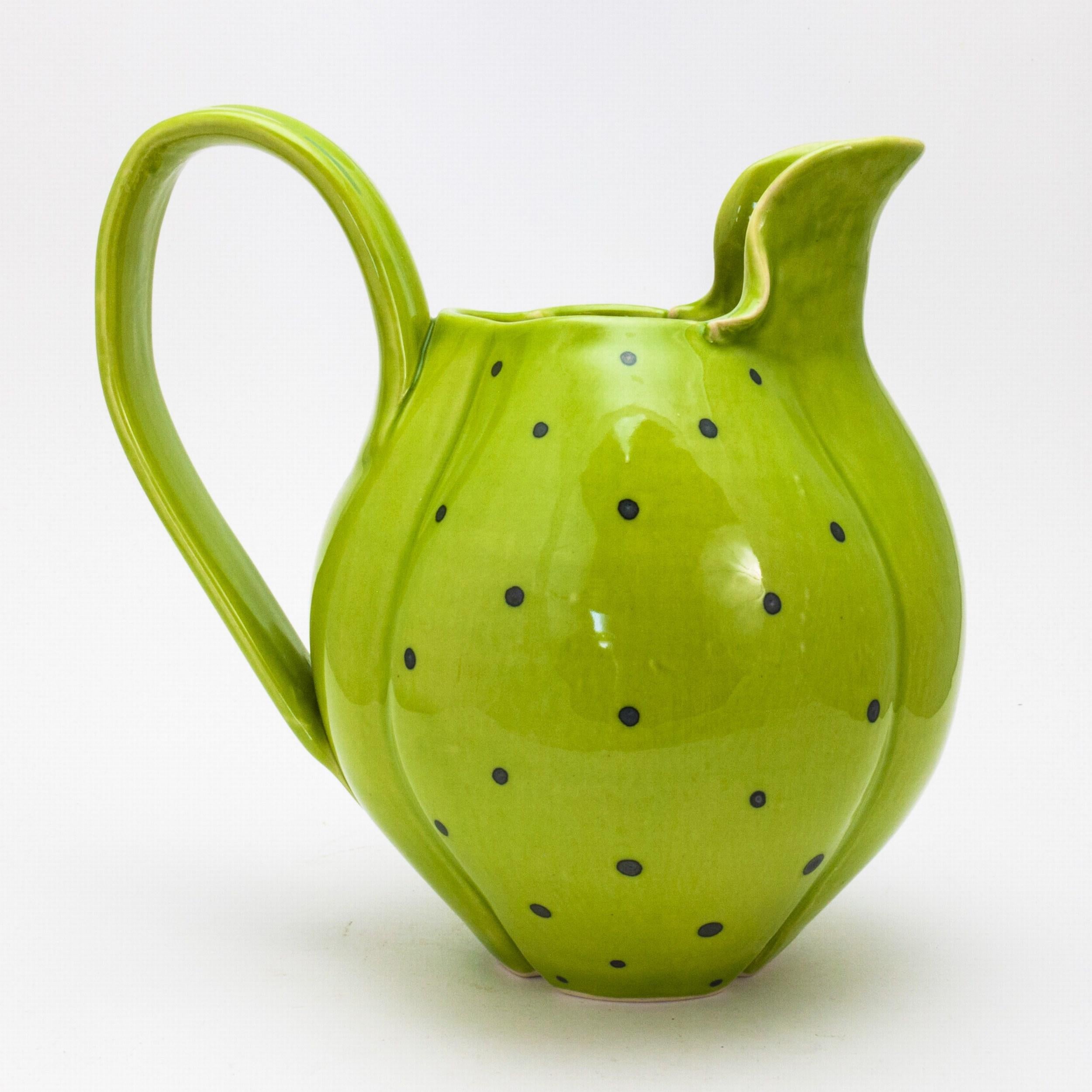Green polka-dot Pitcher  - Sculpture by Theresa Robinson