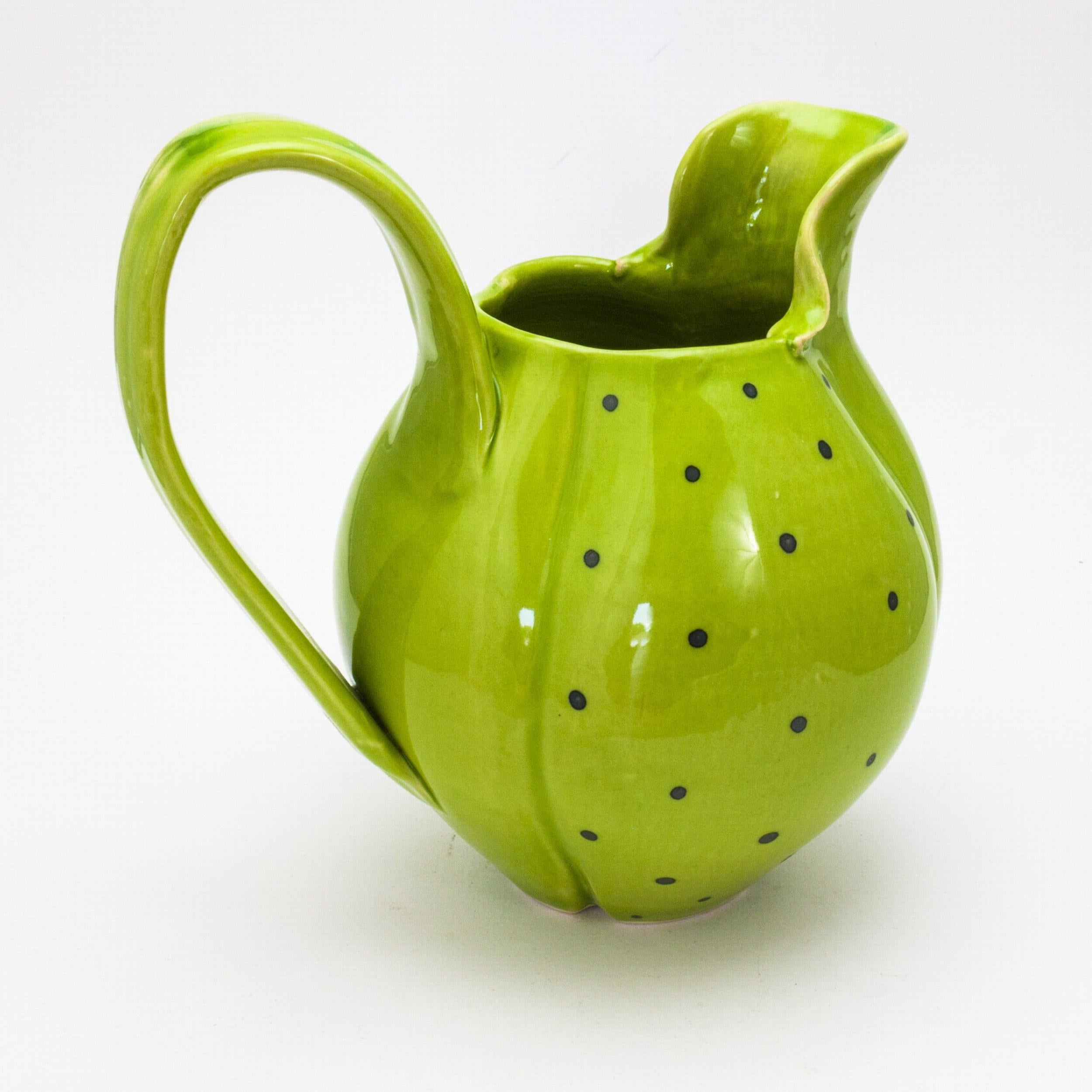 Green polka-dot Pitcher  - Contemporary Sculpture by Theresa Robinson