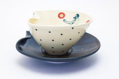 Lithograph printed soup bowl with plate