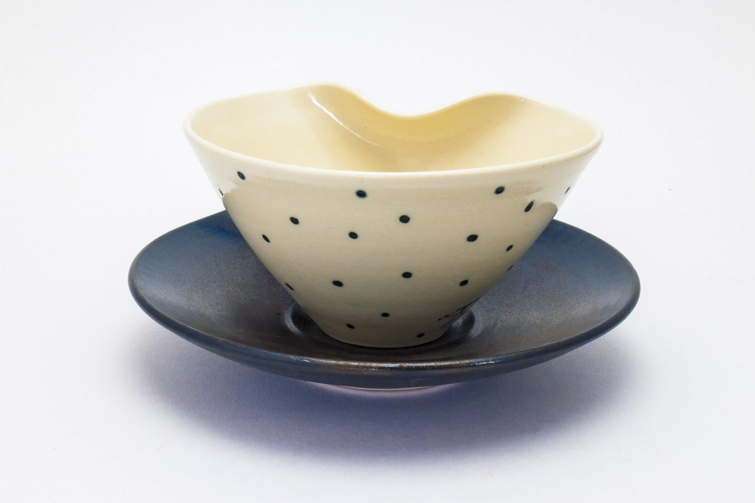 Lithograph printed soup bowl with plate - Contemporary Sculpture by Theresa Robinson