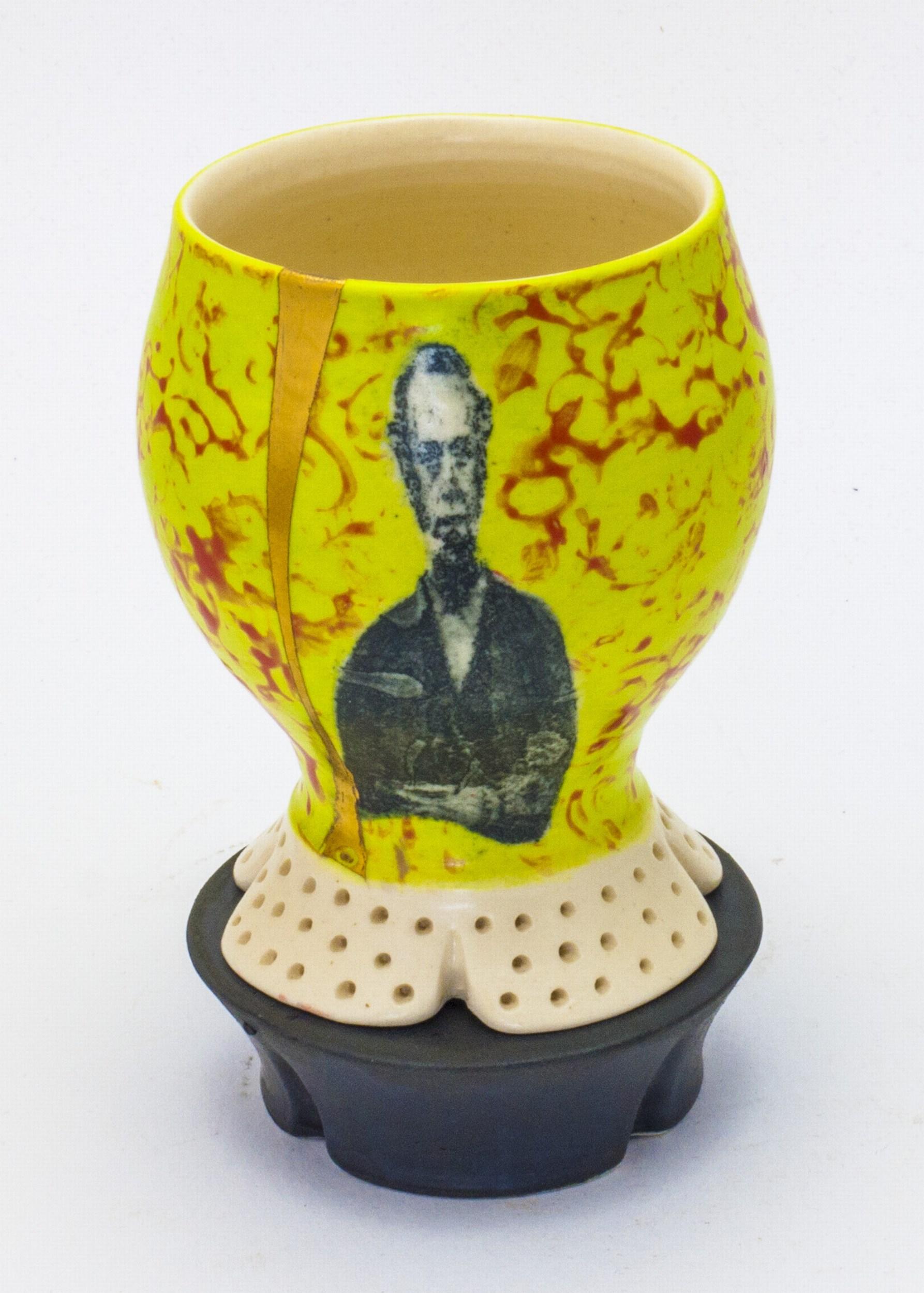 Theresa Robinson Figurative Sculpture - Lithograph printed cup with stand 