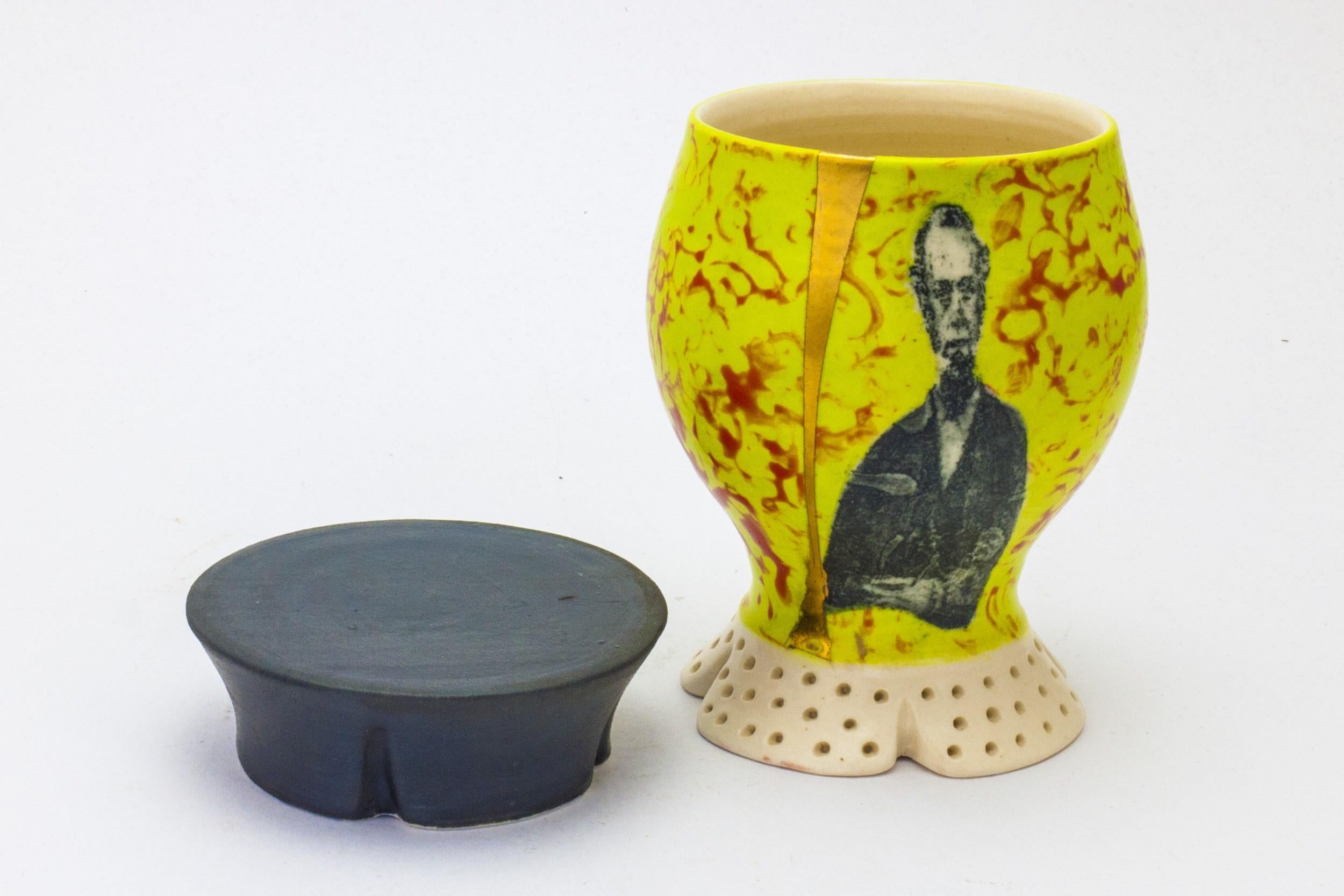 Lithograph printed cup with stand  - Sculpture by Theresa Robinson