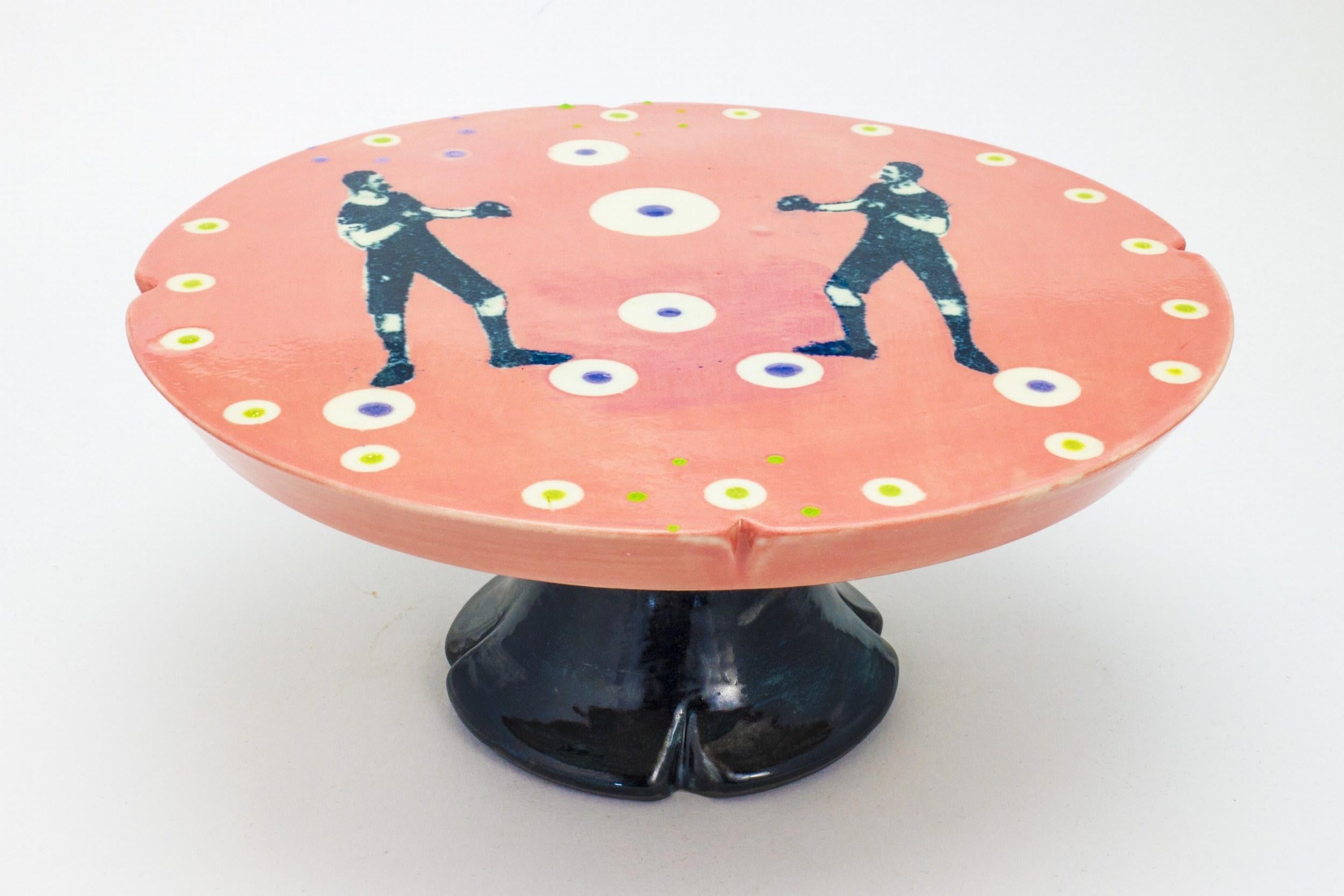 Lithograph printed cake pedestal - Sculpture by Theresa Robinson