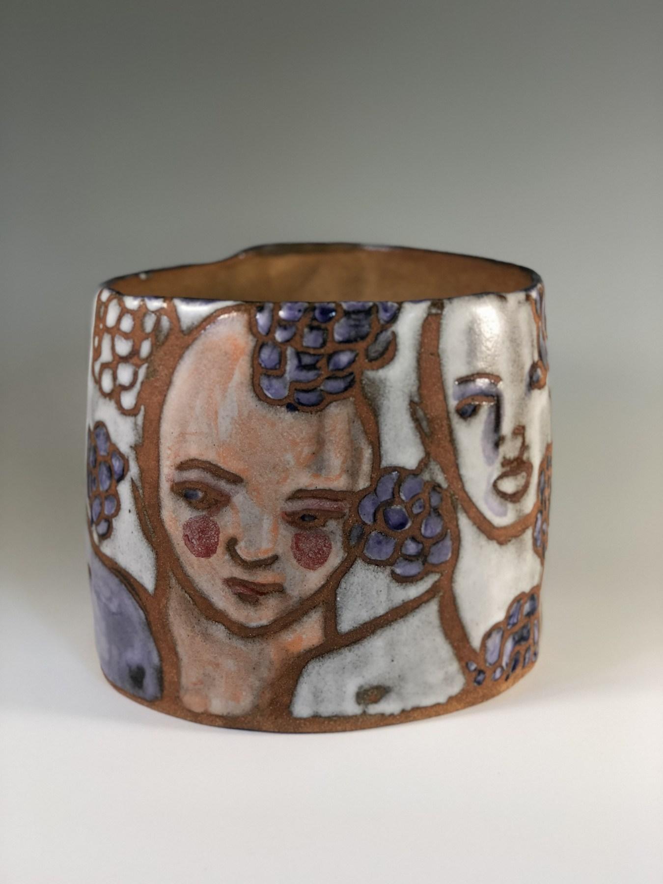 Pot with Figures on Death Valley Clay - Modern Art by Elizabeth Currer